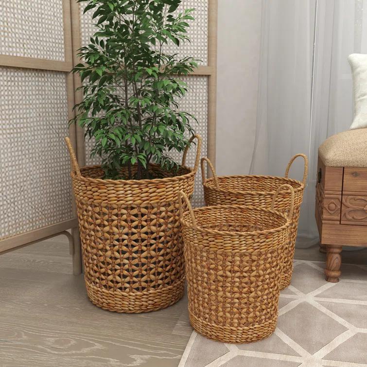Seagrass Handmade Woven Decorative and Functional Storage Basket with Handles