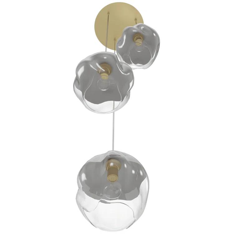 Sonoma Brushed Brass 3-Light Pendant with Ombre Melted Glass
