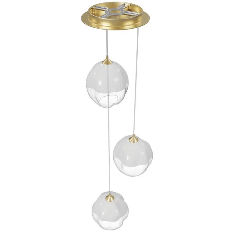 Sonoma Brushed Brass 3-Light Pendant with Ombre Melted Glass