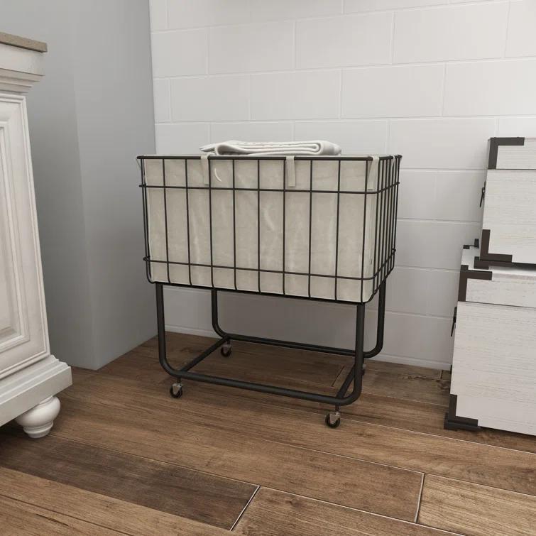 Joss & Main Metal Deep Set Wire Basket Storage Cart with Wheels and Fabric Lining & Reviews | Joss & Main