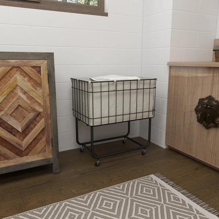 Joss & Main Metal Deep Set Wire Basket Storage Cart with Wheels and Fabric Lining & Reviews | Joss & Main