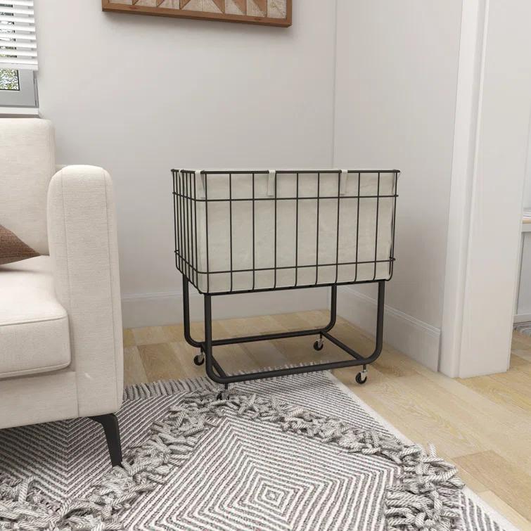 Joss & Main Metal Deep Set Wire Basket Storage Cart with Wheels and Fabric Lining & Reviews | Joss & Main