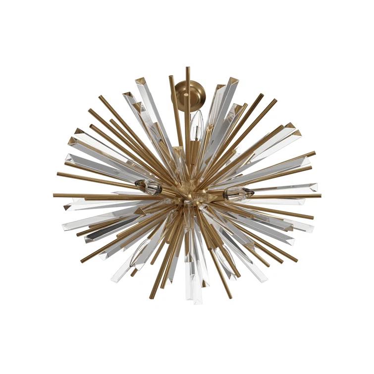 Antique Brass Sputnik Chandelier with Clear Glass Accents