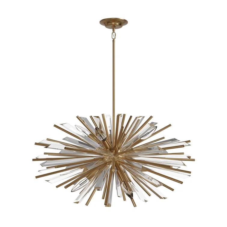 Antique Brass Sputnik Chandelier with Clear Glass Accents