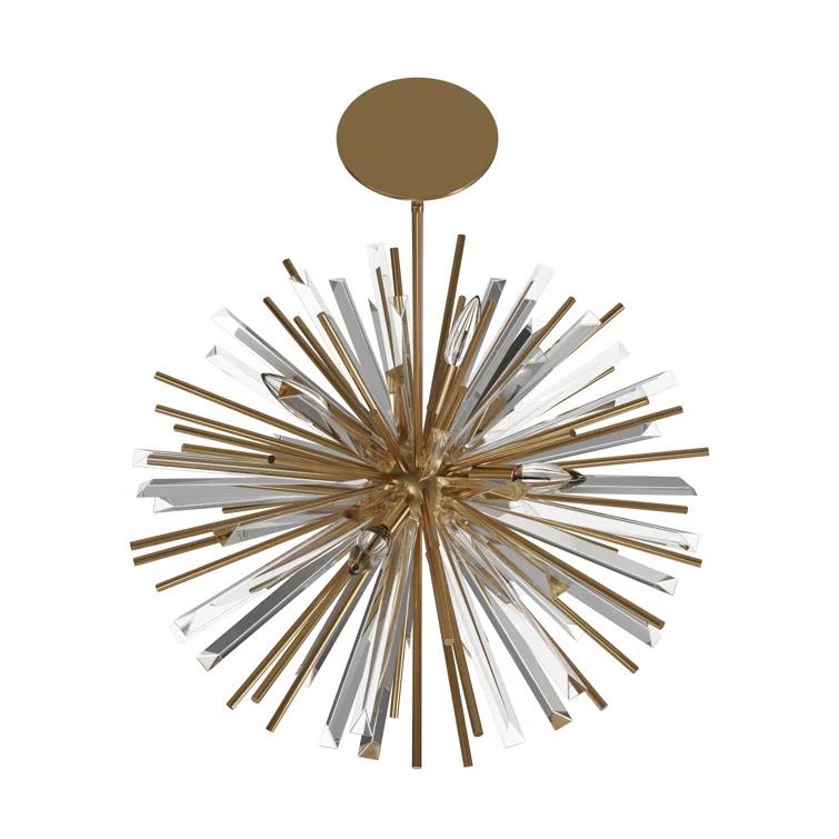 Antique Brass Sputnik Chandelier with Clear Glass Accents