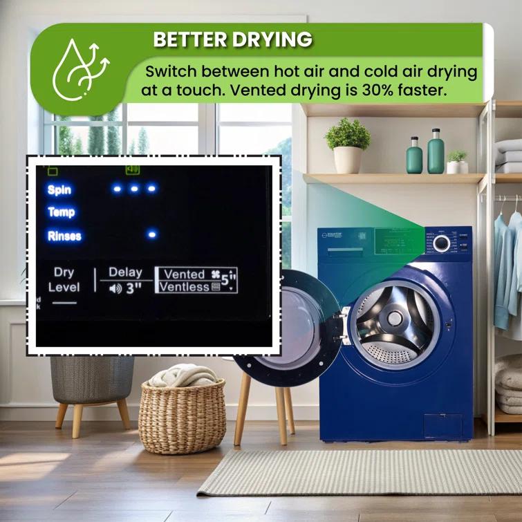 Equator All-In-One VENTED/VENTLESS Washer-Dryer 1.9cf/18lb SANITIZE 1400RPM 110V