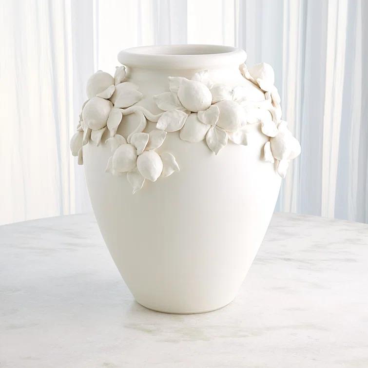 Global Views Villa Limone Urn-Matte White