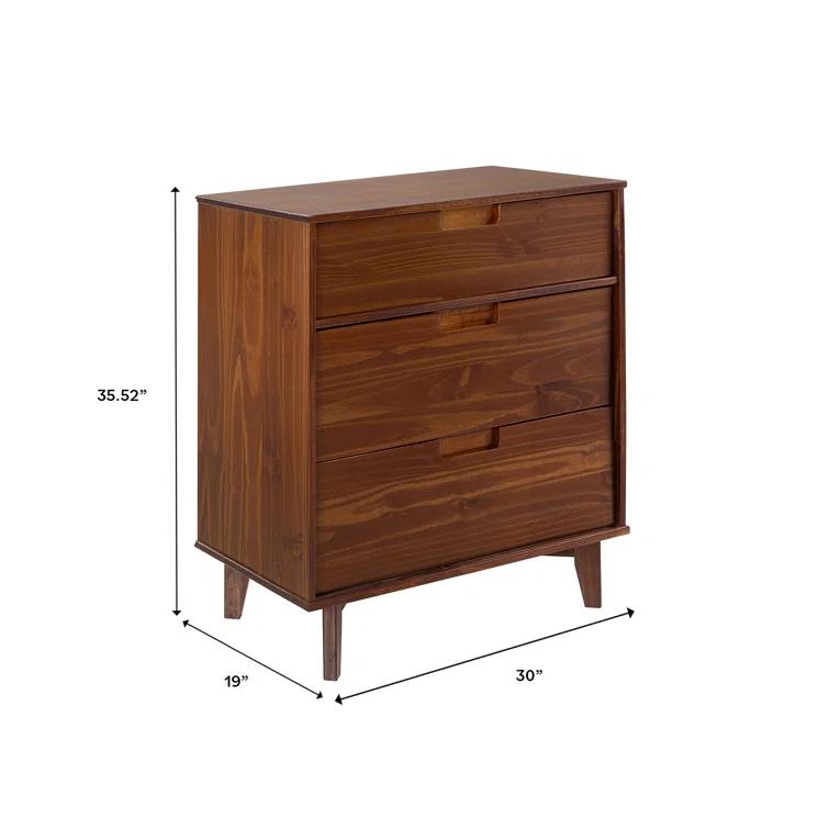 Yarber Groove 3 Drawer Solid Wood Chest