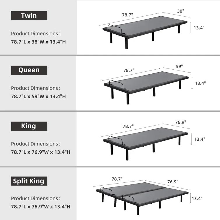 E3100 Zero Gravity Adjustable Bed, Massage, Wireless Remote & App Control, 14'' Ultra-Plush Black Mattress Included