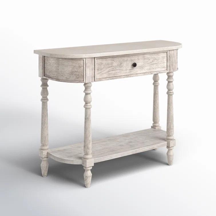 Aberdale Demilune Console Table with Storage in Umber and Marble