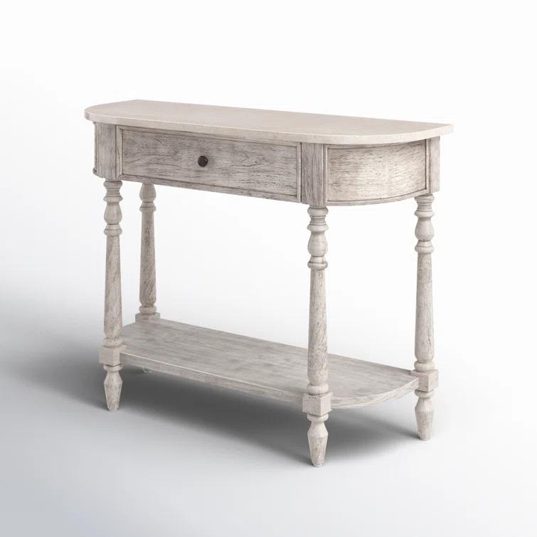 Aberdale Demilune Console Table with Storage in Umber and Marble