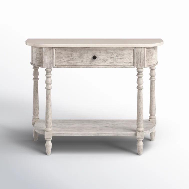 Aberdale Demilune Console Table with Storage in Umber and Marble