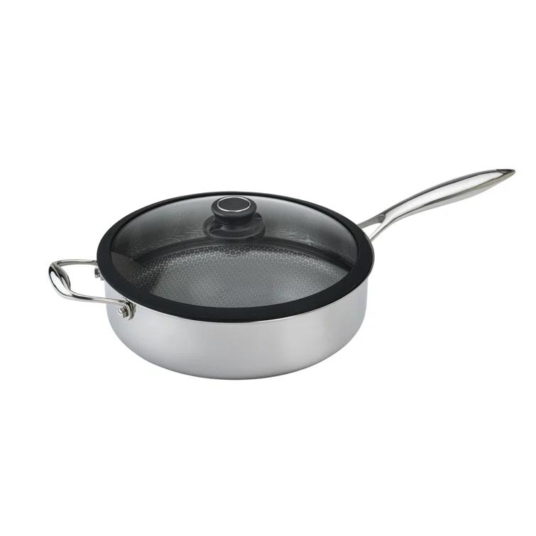 Black Cube by Frileing Hybrid Quick Release Stainless Steel 11" Saute Pan with Helper Handle and Lid
