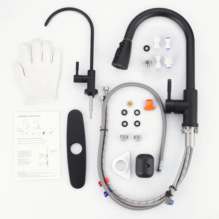 ARCORA ARCORA Stainless Steel Pull-Down Kitchen Faucet and Water Filter Faucet Combo AR7100301B-L