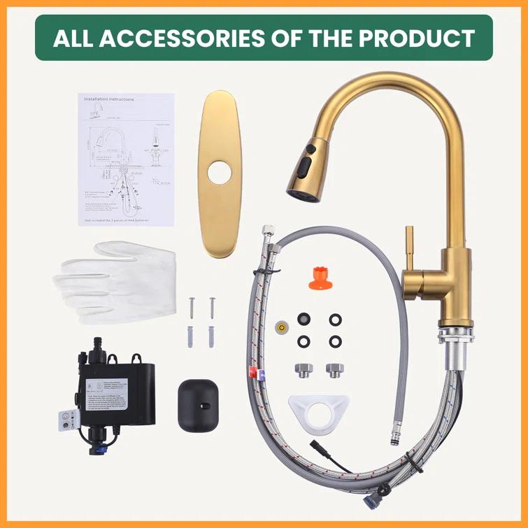 ARCORA AR7100301G-DC ARCORA Stainless Steel  Single Handle Pull-Down Sprayer Kitchen Faucet Set with Touchless Sensor