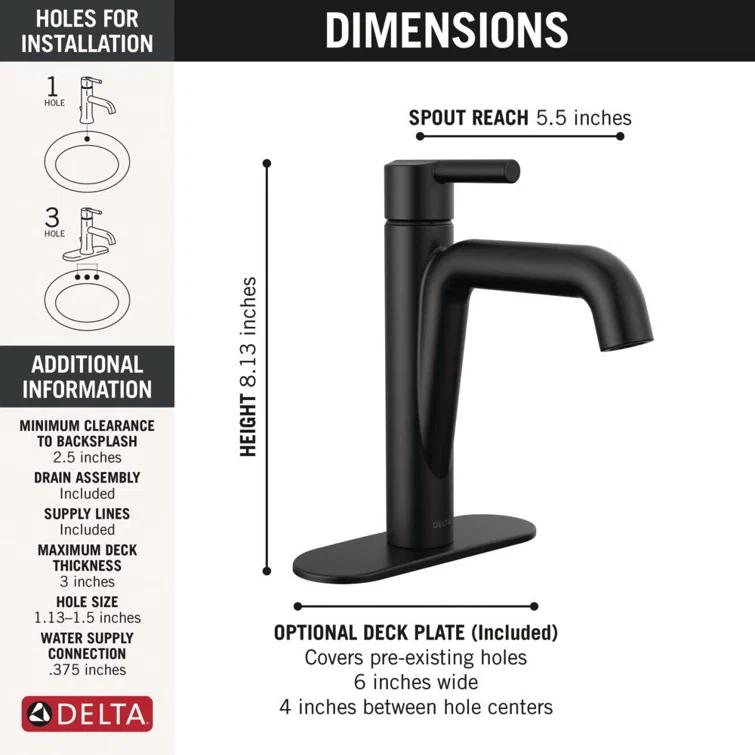 Single-Hole Single-handle Bathroom Faucet with Drain Assembly
