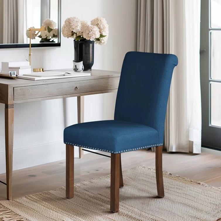 510 Design Aubrey Upholstered Dining Chairs with Silver Nailhead Trim - Set of 2 - Natural (Set of 2)
