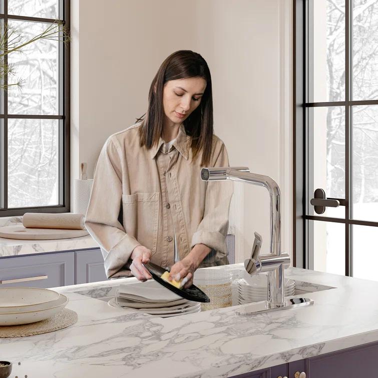 Willow Single Handle Pull Out Kitchen Faucet with Touchless Sensor, Three-function Mode Sprayer
