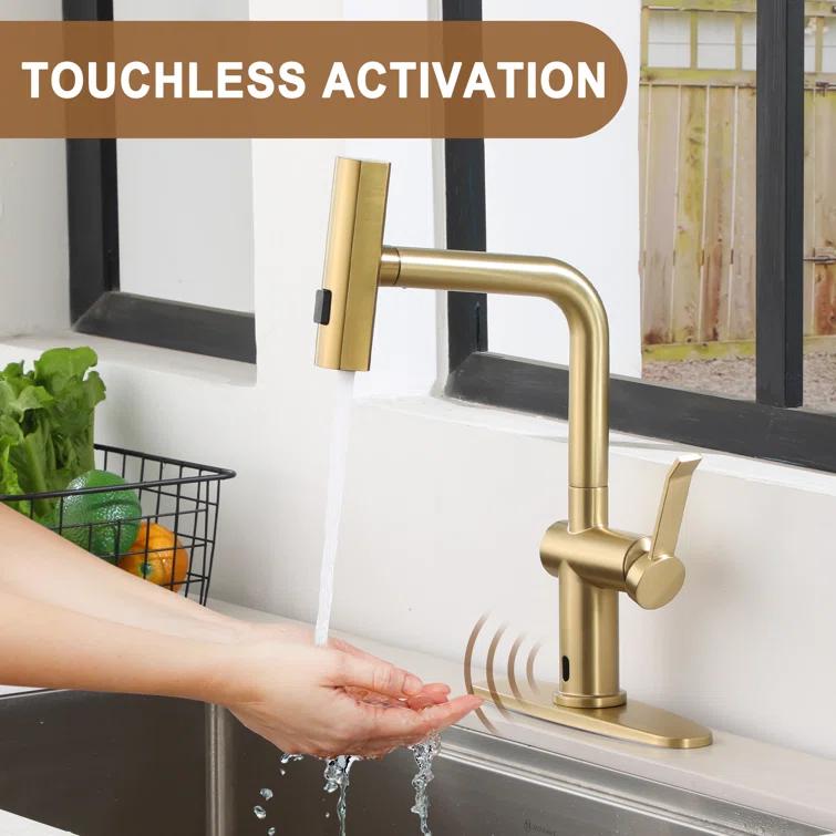 Willow Single Handle Pull Out Kitchen Faucet with Touchless Sensor, Three-function Mode Sprayer
