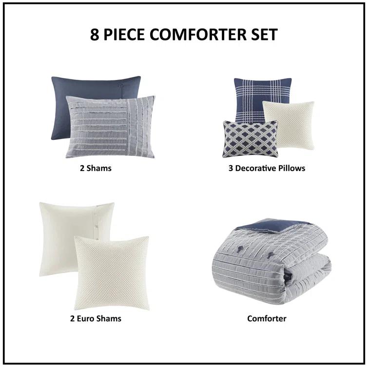 Madison Park Signature Essence Oversized Cotton Clipped Jacquard Comforter Set