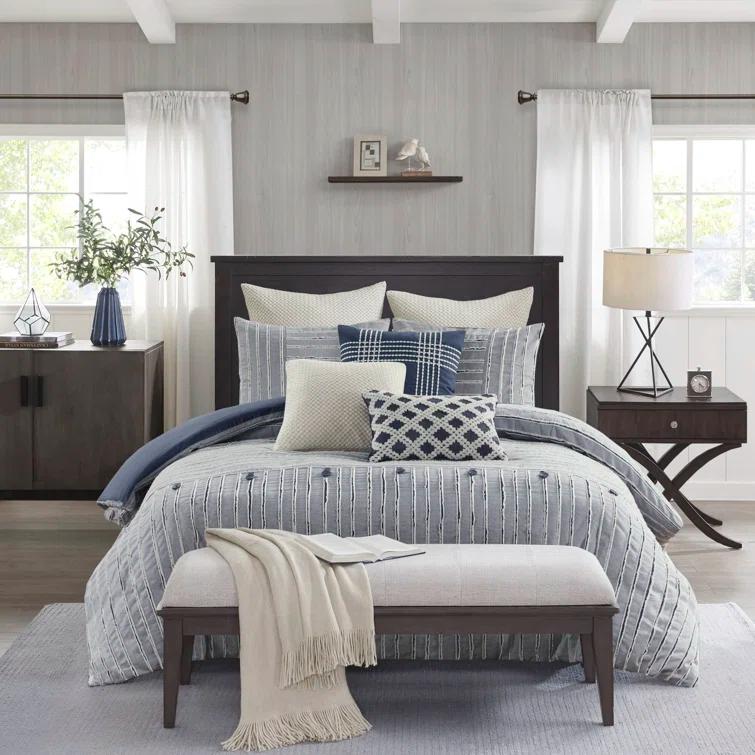 Madison Park Signature Essence Oversized Cotton Clipped Jacquard Comforter Set