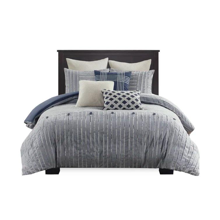 Madison Park Signature Essence Oversized Cotton Clipped Jacquard Comforter Set