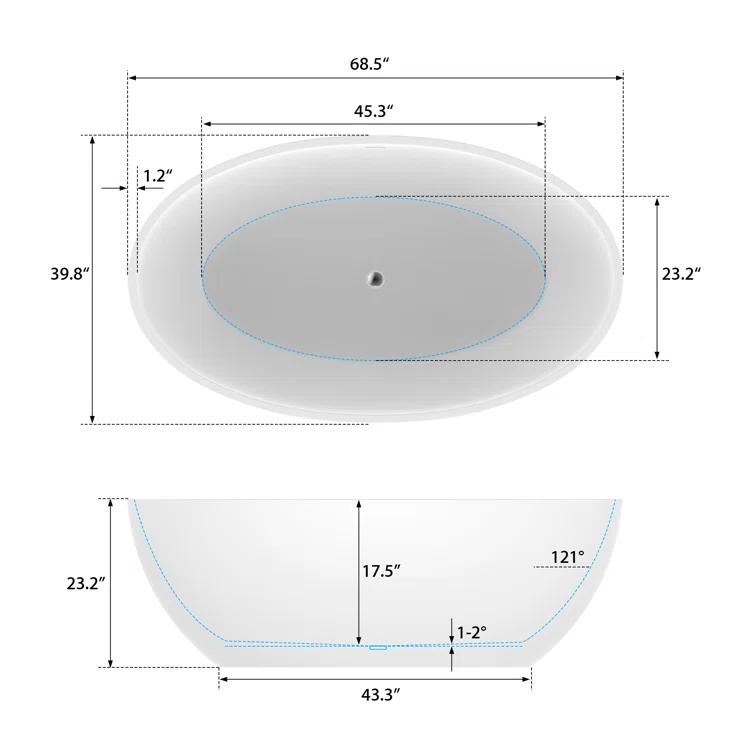 Freestanding Soaking Acrylic Bathtub