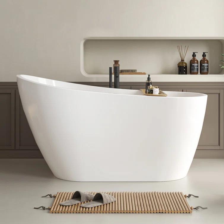 Maya 55" x 28" Freestanding Soaking Acrylic Bathtub