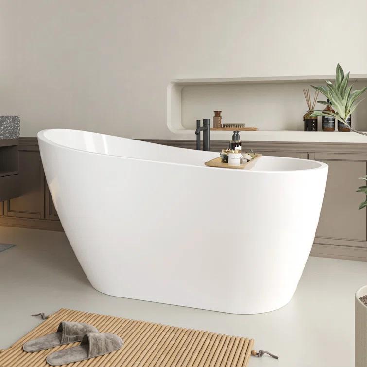 Maya 55" x 28" Freestanding Soaking Acrylic Bathtub