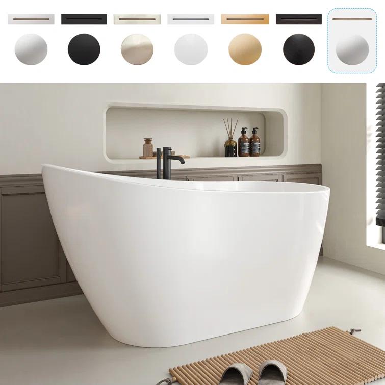 Maya 55" x 28" Freestanding Soaking Acrylic Bathtub