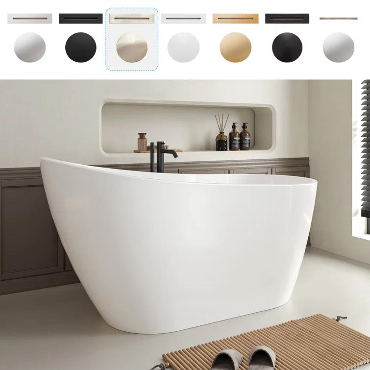 Maya 55" x 28" Freestanding Soaking Acrylic Bathtub