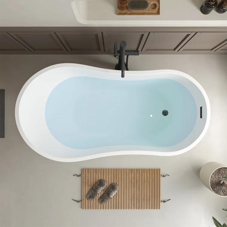 Maya 55" x 28" Freestanding Soaking Acrylic Bathtub