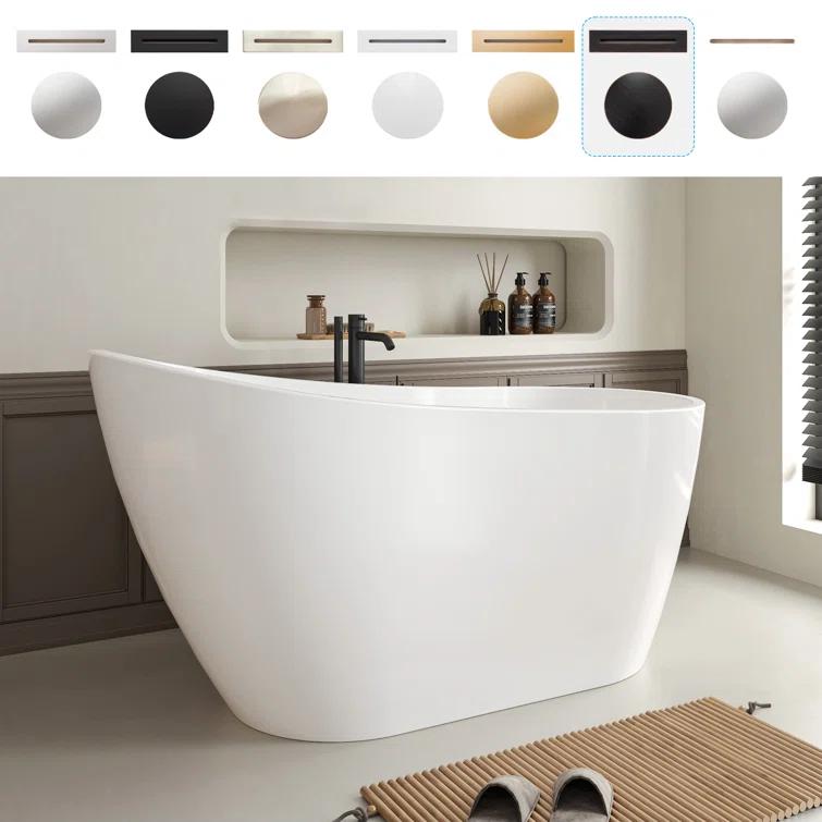 Maya 55" x 28" Freestanding Soaking Acrylic Bathtub