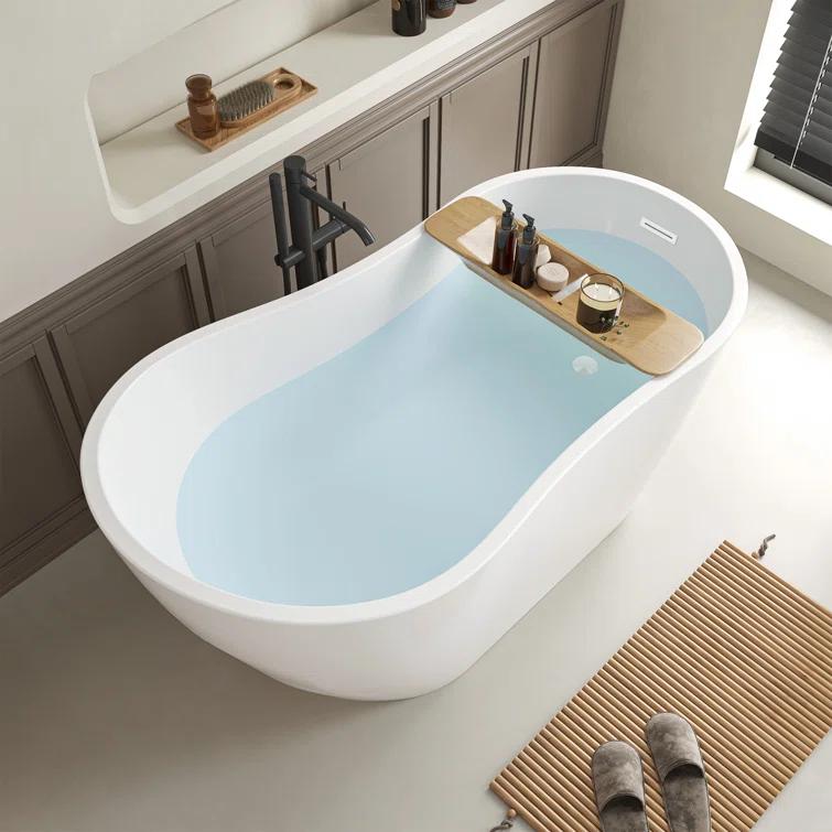 Maya 55" x 28" Freestanding Soaking Acrylic Bathtub