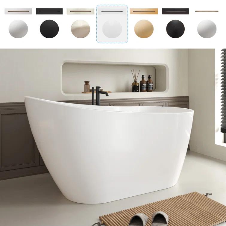 Maya 55" x 28" Freestanding Soaking Acrylic Bathtub