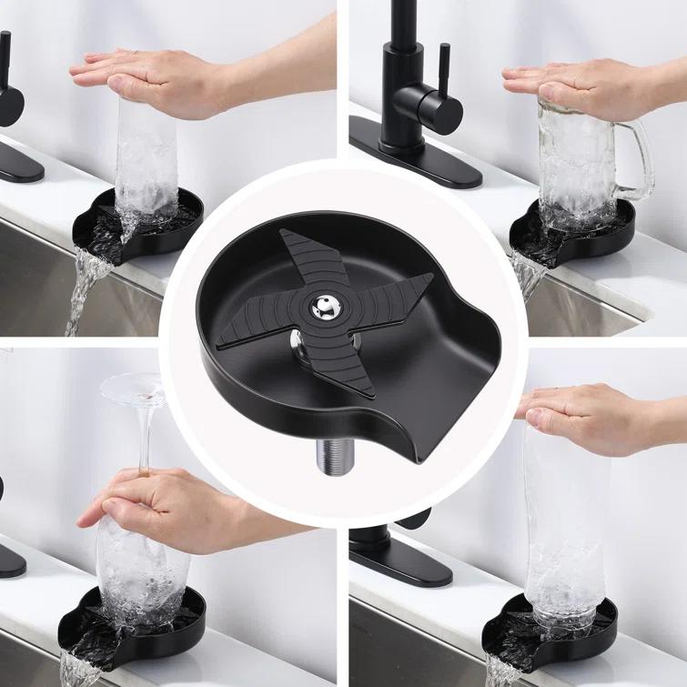 ARCORA Single Handle Stainless Steel Pull-Down Kitchen Faucet with Deckplate and Glass Rinser Combo