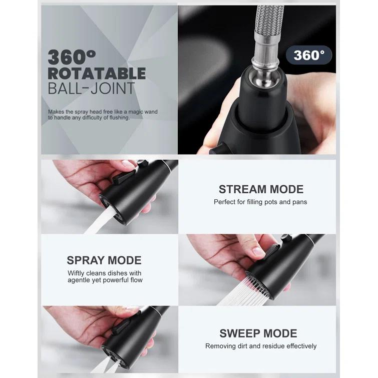 ARCORA ARCORA Stainless Steel  Single Handle Pull-Down Sprayer Kitchen Faucet Set with Touchless Sensor AR7100301B-DC