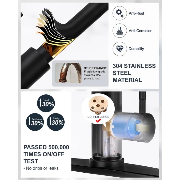 ARCORA ARCORA Stainless Steel  Single Handle Pull-Down Sprayer Kitchen Faucet Set with Touchless Sensor AR7100301B-DC