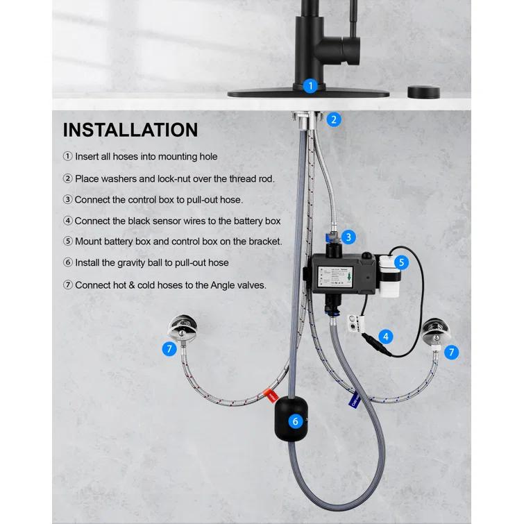 ARCORA ARCORA Stainless Steel  Single Handle Pull-Down Sprayer Kitchen Faucet Set with Touchless Sensor AR7100301B-DC