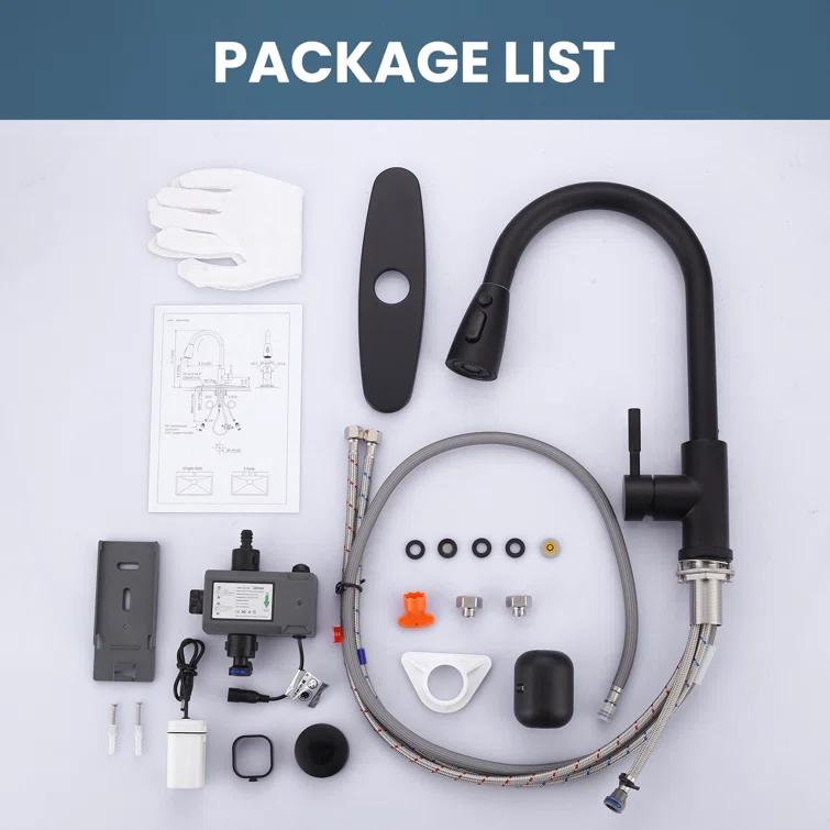 ARCORA ARCORA Stainless Steel  Single Handle Pull-Down Sprayer Kitchen Faucet Set with Touchless Sensor AR7100301B-DC