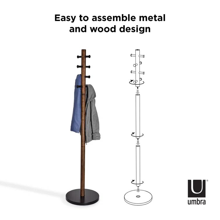 Pillar 8 - Hook Freestanding Solid Wood Coat Rack