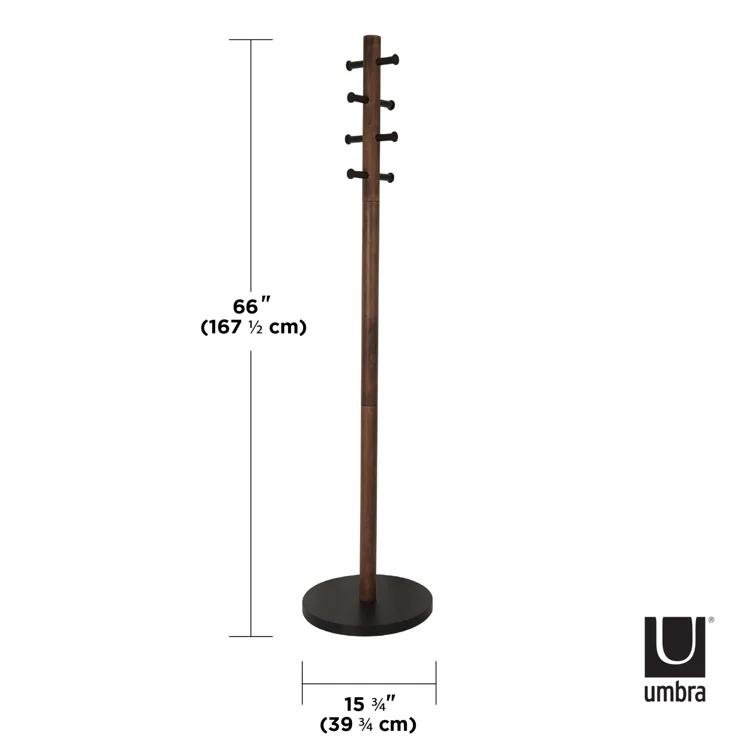 Pillar 8 - Hook Freestanding Solid Wood Coat Rack