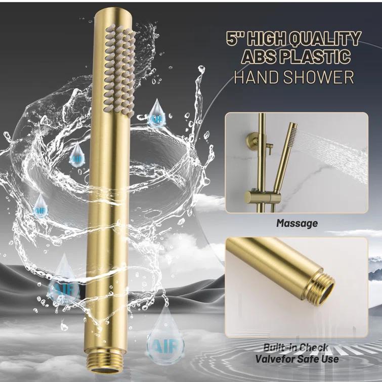 Exposed Pipe Shower System with 10" Overhead Shower, 3 Functions Tub Shower Faucet Sets with Rough-in Valve