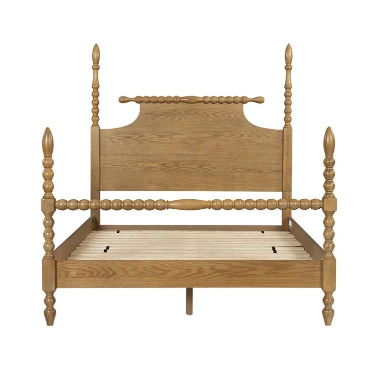 Beckett Solid Wood Low-Profile Bed Frame with Spindle Design