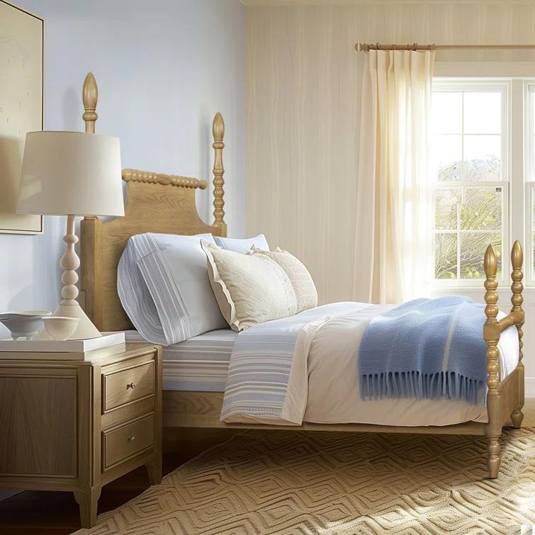 Beckett Solid Wood Low-Profile Bed Frame with Spindle Design