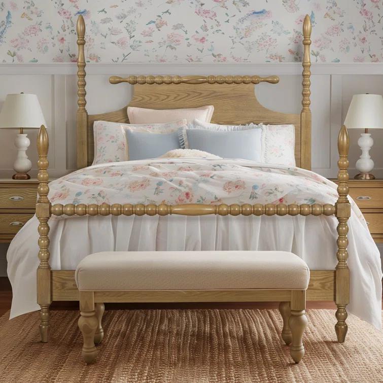 Beckett Solid Wood Low-Profile Bed Frame with Spindle Design