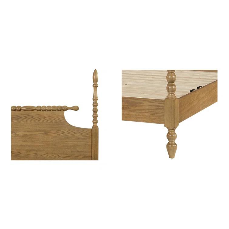 Beckett Solid Wood Low-Profile Bed Frame with Spindle Design
