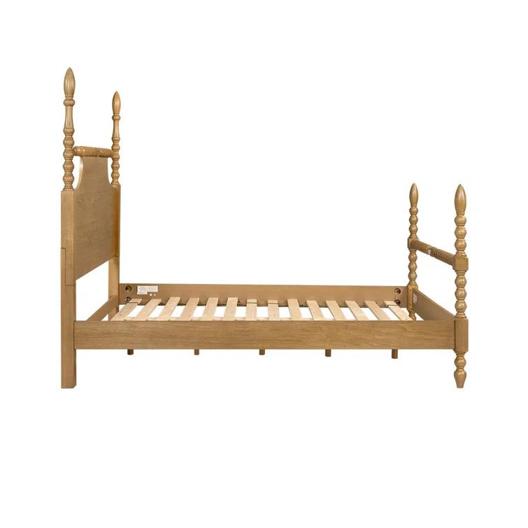 Beckett Solid Wood Low-Profile Bed Frame with Spindle Design