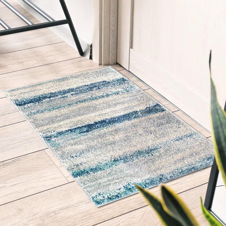 Abstract Blue/Beige/Gray Area Rug
