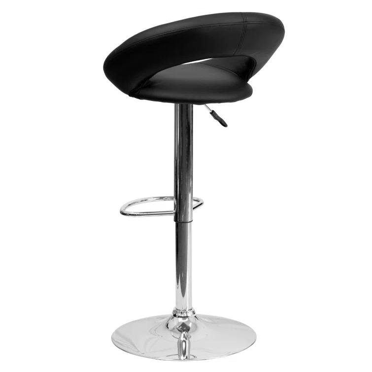 Flash Furniture Contemporary Vinyl Rounded Orbit-Style Back Adjustable Height Barstool with Chrome Base
